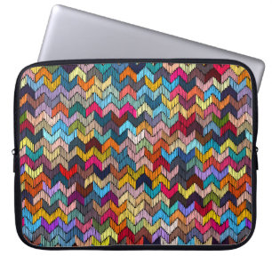 Embroidered seamless geometric pattern. Ornament E Laptop Sleeve