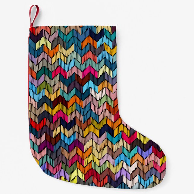 Embroidered seamless geometric pattern. Ornament E Small Christmas Stocking (Front)