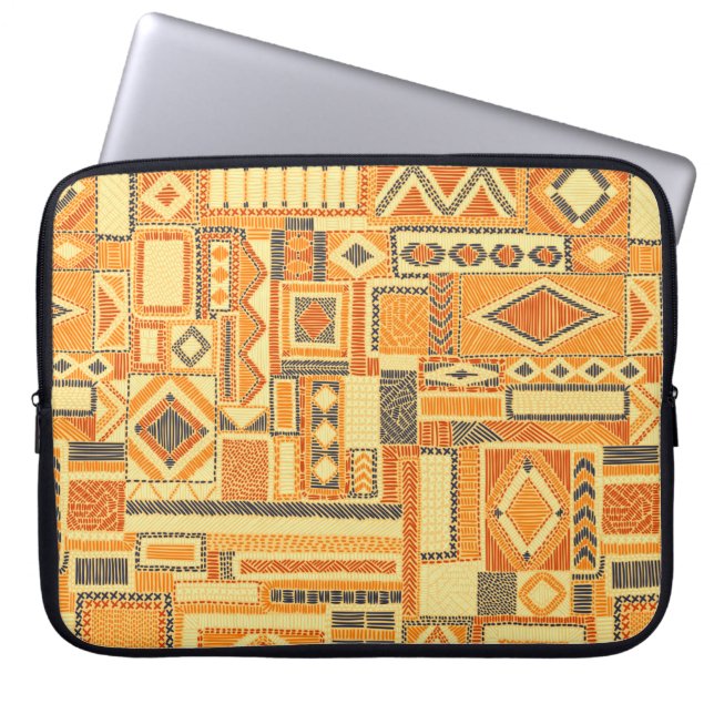 Embroidered seamless patchwork pattern. Bohemian o Laptop Sleeve (Front)