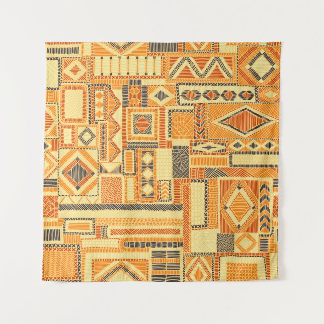 Embroidered seamless patchwork pattern. Bohemian o Tapestry (Front)