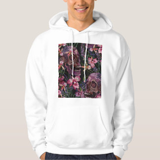 Embroidered Skull: Gothic Orchid Pattern Hoodie