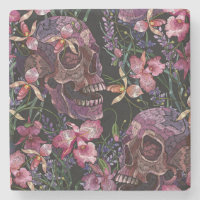Embroidered Skull: Gothic Orchid Pattern