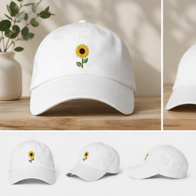 Embroidered Sunflower Custom Hat Floral Nature Cap (Creator Uploaded)