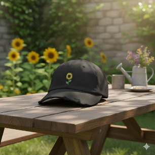 Embroidered sunflower custom hat flower