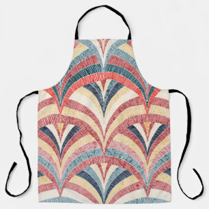 Embroidered wavy bohemian seamless print. apron