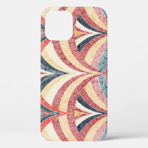 Embroidered wavy bohemian seamless print. iPhone 12 case