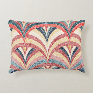 Embroidered wavy bohemian seamless print. decorative cushion