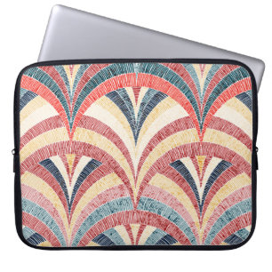 Embroidered wavy bohemian seamless print. laptop sleeve