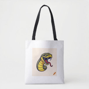 "Embroidered Yellow & Black Mamba Snake: Fierce De Tote Bag