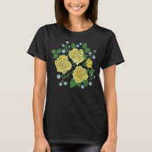 Embroidered Yellow Roses Flowers