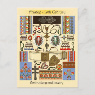 Embroidery and Jewellery - France, 19th Century Postcard