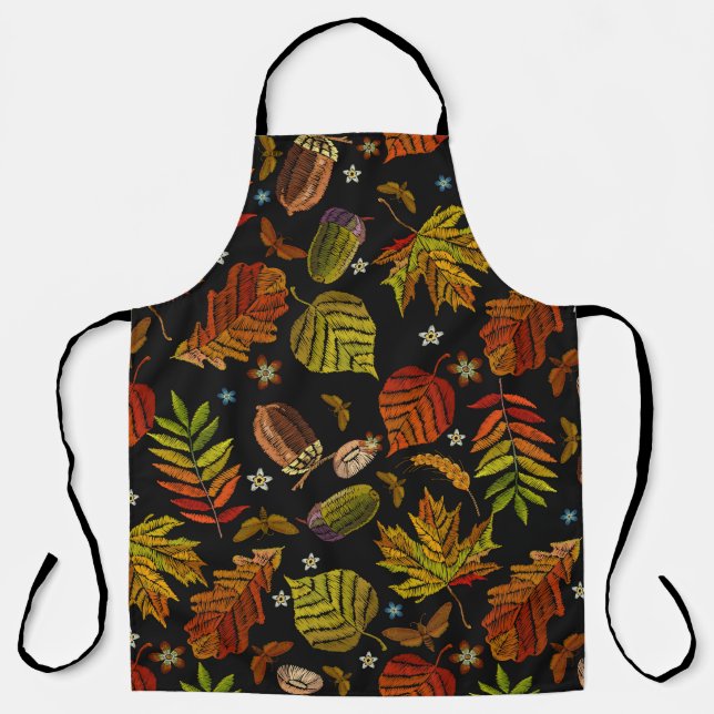 Embroidery art. Autumn seamless pattern. Leaves, a Apron (Front)