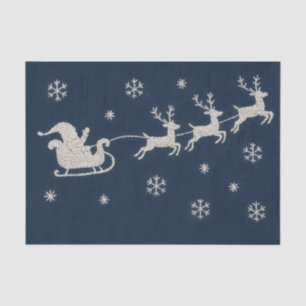 Embroidery Christmas Night Sky Santa Sleigh Tissue Paper