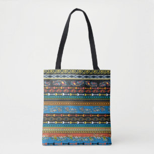 Embroidery colourful simplified ethnic feathers pa tote bag