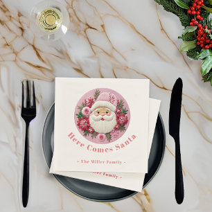 Embroidery Effect Christmas Santa Custom Name Napkin