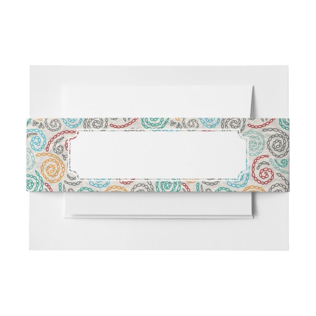 Embroidery fancy rumpled paper invitation belly band (Front Example)
