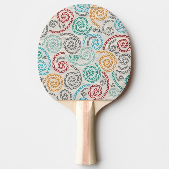 Embroidery fancy rumpled paper ping pong paddle (Front)