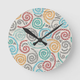 Embroidery fancy rumpled paper round clock