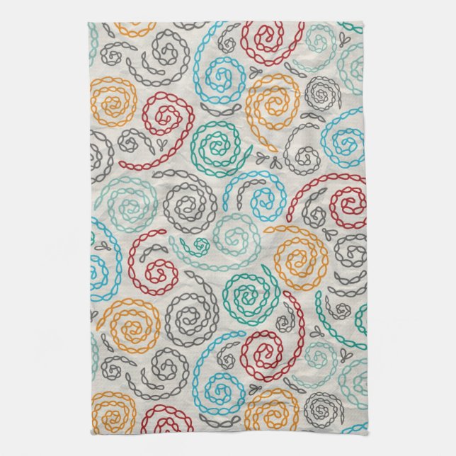 Embroidery fancy rumpled paper tea towel (Vertical)