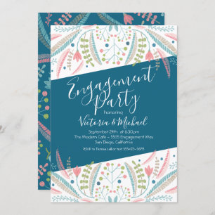 Embroidery Floral Engagement Party Invitations