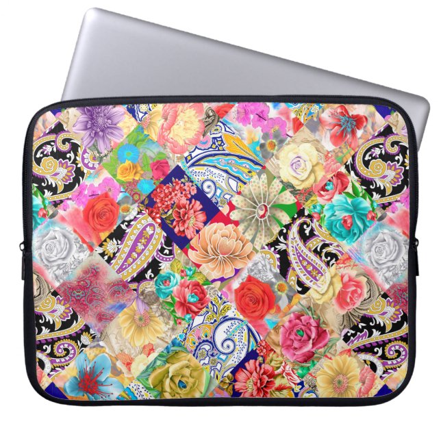 Embroidery floral neckline pattern with flowers an laptop sleeve (Front)
