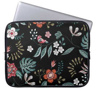 Embroidery Floral Neckline, Vintage Bouquet. Laptop Sleeve