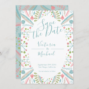 Embroidery Floral Save the date invitations