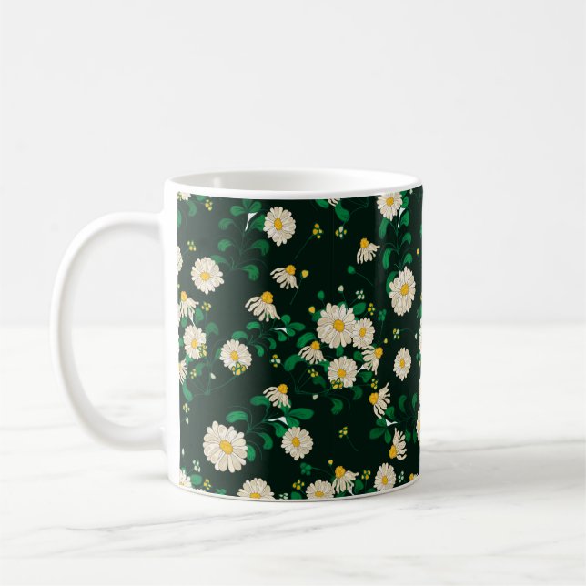 Embroidery flowers and leaves seamless pattern. Im Coffee Mug (Left)