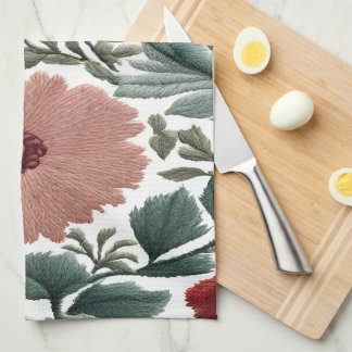 Embroidery. Flowers. Close-up of flowers Tea Towel