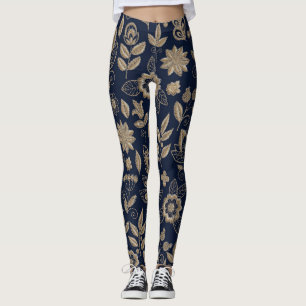 Embroidery Flowers Dark Vintage Ornament Leggings