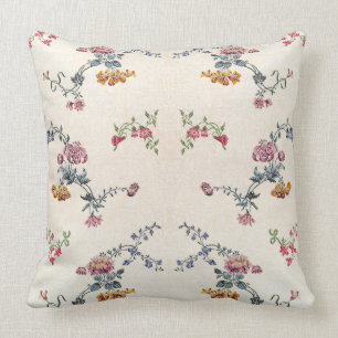 Embroidery Flowers Floral Garden Throw Pillow