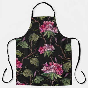 Embroidery geranium flowers seamless pattern apron