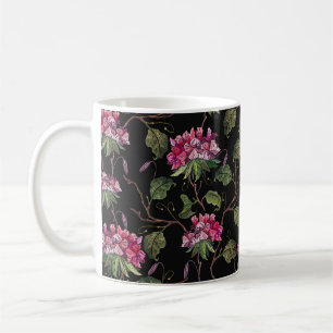 Embroidery geranium flowers seamless pattern coffee mug