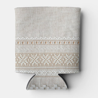 Embroidery Grid Background Texture Can Cooler