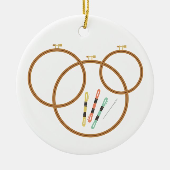 Embroidery Hoops Ceramic Ornament (Front)