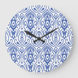 Embroidery ikat: ethnic seamless pattern. large clock