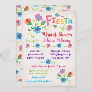 Embroidery Mexican Fiesta Bridal Shower Invitation