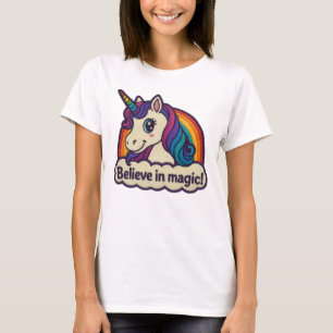 Embroidery Mythic Unicorn Magical Horned Animal T-Shirt