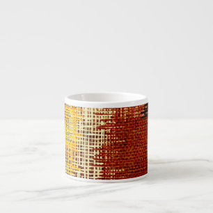 Embroidery ornament, colored lines, bohemian style espresso cup