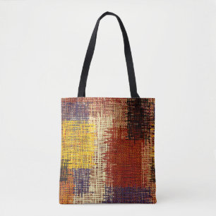 Embroidery ornament, colored lines, bohemian style tote bag