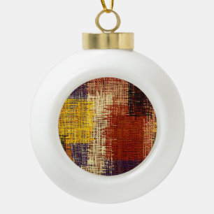 Embroidery ornament, coloured lines, bohemian styl ceramic ball christmas ornament