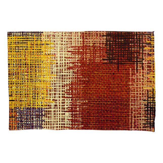 Embroidery ornament, coloured lines, bohemian styl pillowcase (Front)