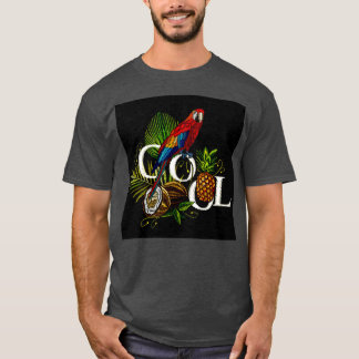 Embroidery parrot palm leaves T-Shirt