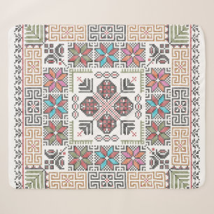 Embroidery Pattern Palestinian Tatreez Art Sherpa Blanket