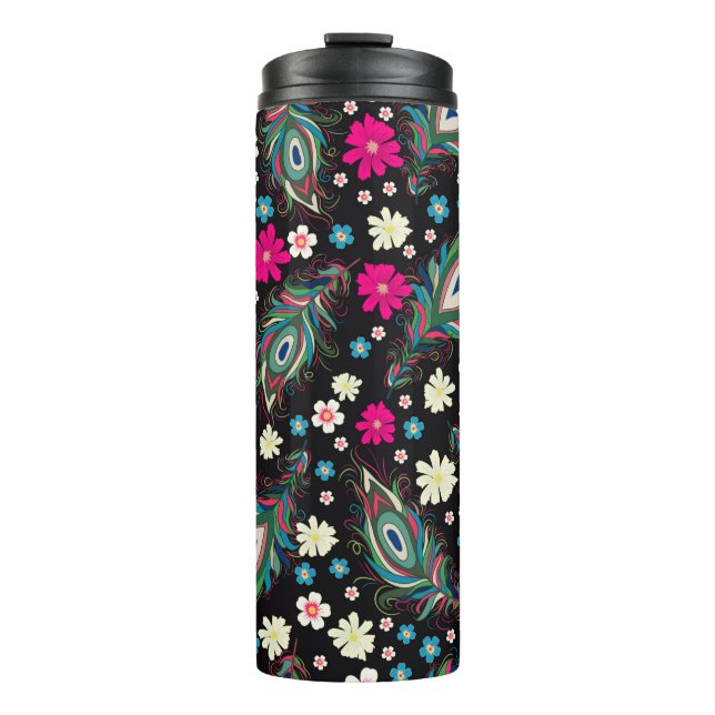 Embroidery peacock feathers seamless pattern. Clas Thermal Tumbler (Front)