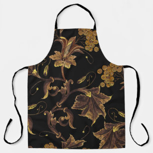 Embroidery renaissance golden floral seamless patt apron