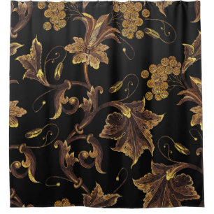 Embroidery renaissance golden floral seamless patt shower curtain