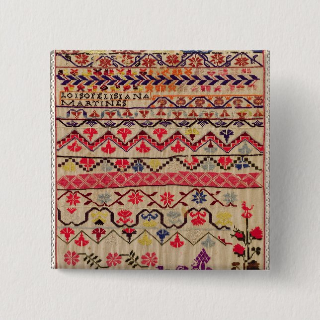 Embroidery sampler 15 cm square badge (Front)