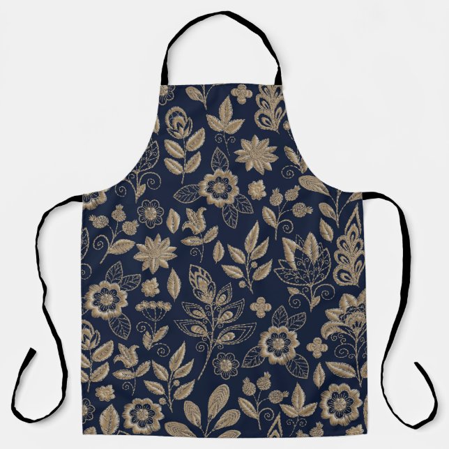 Embroidery seamless pattern with beautiful flowers apron (Front)