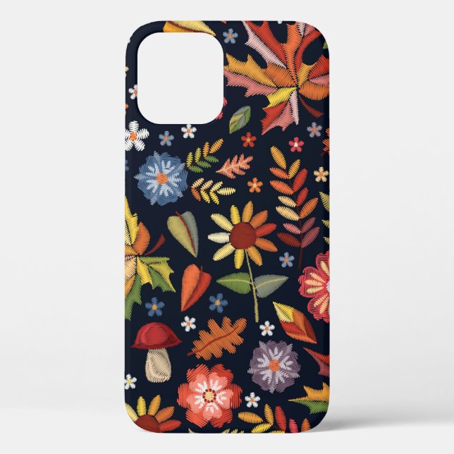 Embroidery seamless pattern with beautiful flowers Case-Mate iPhone case (Back)